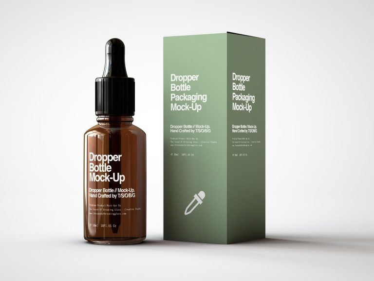 Premium 1 oz Dropper Bottle Packaging Mockup